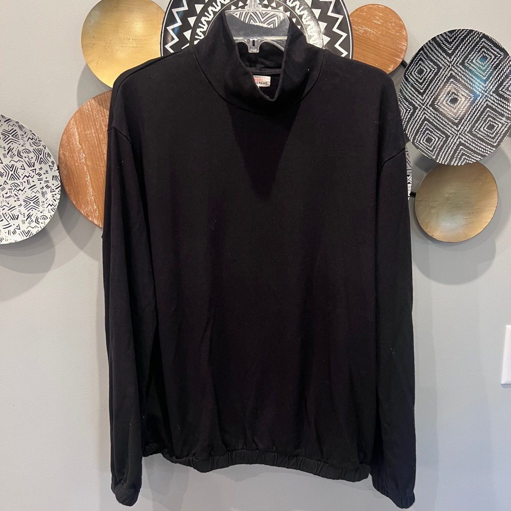 Sundry for‎ Evereve Black Mock Neck Elastic Hem Sweatshirt Size 3 Made in USA